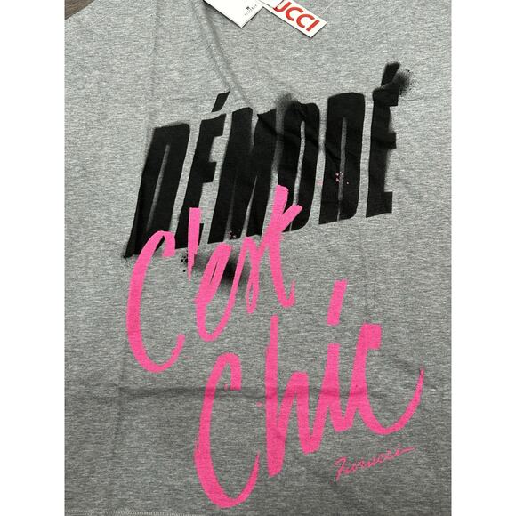 NWT FIORUCCI Gray Printed Demode Cest Chic Graphic Tank Top Spray Paint Size L - Picture 2 of 9